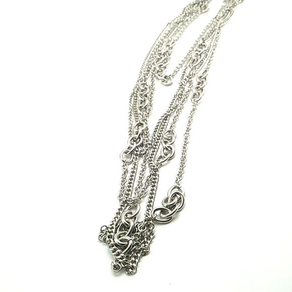 Long Multi-Chain Silver-tone Unisex Necklace - Picture 5 of 7